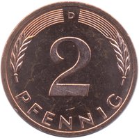 2 Pfennigs reverse