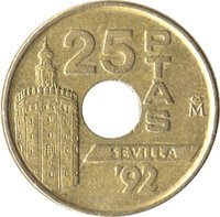 25 Pesetas reverse