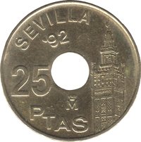 25 Pesetas reverse