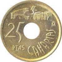 25 Pesetas reverse