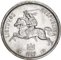 5 Litai obverse