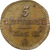 5 Centimes reverse